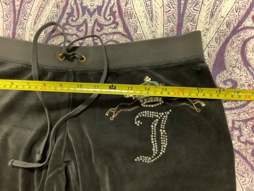 Juicy Couture Velour Grey Zip Up Hoodie M Low Rise Straight Leg Pants 32 x 29 SP - Picture 11 of 14