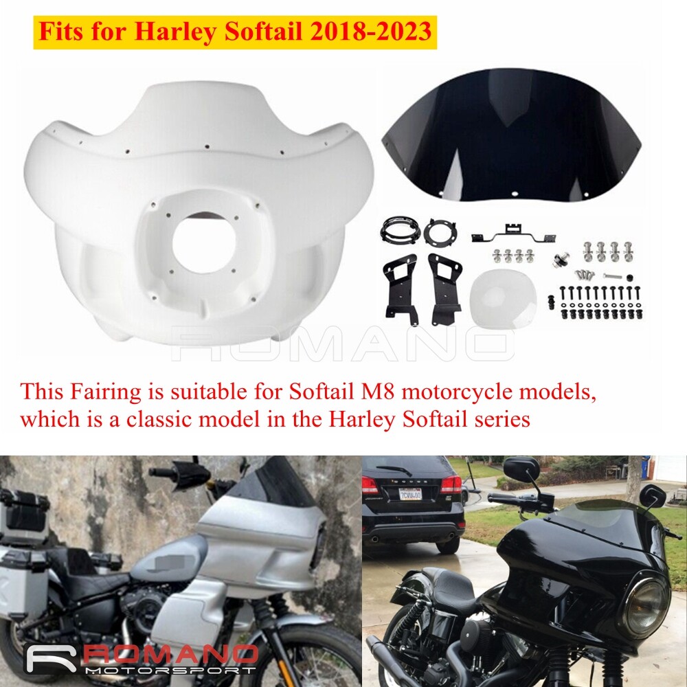 For Harley Softail FXLRST FXLR FXBBS FXST FXFBS 7“ Headlight Upper Fairing White