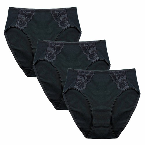 FEM Women's Cotton Panties Plus Size with Lace Underwear (595 Plus) - 3 Pack - Picture 2 of 5