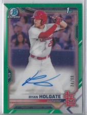 Ryan Holgate 2021 Bowman Chrome Green Refractor Auto #/99  Prospect Autograph