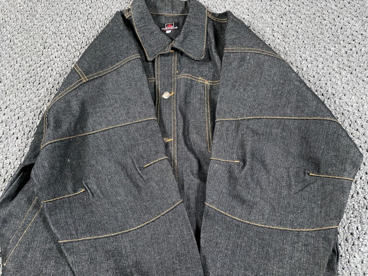 VTG Y2K Streetwear Style Trucker Jacket Adult XL Black Denim