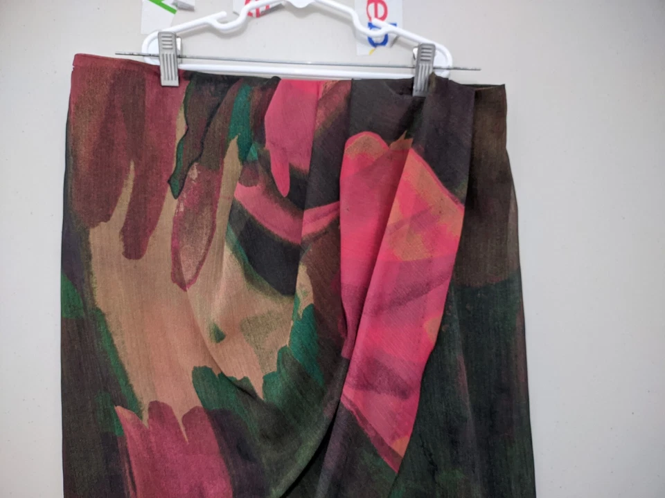 ISDA CO Falda Mujer Pequeña Imitación Envoltura Cepillo Trazo Patrón Espalda Cremallera Forrada Nueva Foto 3 de 4