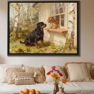 Watercolor Painting Rottweiler Canvas Wall Art Dog Lover Home Decor Artwork