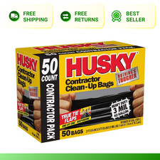 HUSKY 42 Gallon Heavy Duty Construction Garbage Trash Contractor Bags 50-Count 