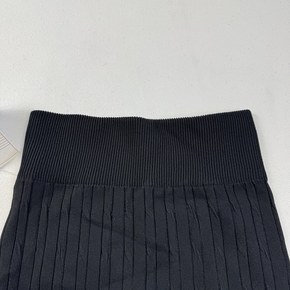 Leggings sin costuras forrados de vellón tejido con cable tono para mujer talla M/L negros Foto 4 de 4