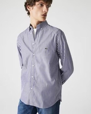 Men Lacoste Shirt White Cotton 38 / M