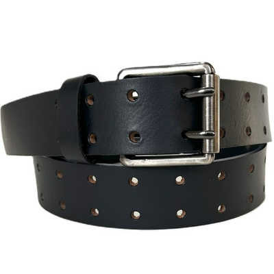 #ad Men#x27;s 2 Hole Double Prong FULL GRAIN Thick Leather Heavy Duty Belt 1.5quot; width $16.99