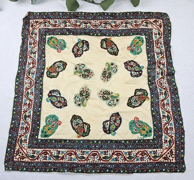 Echo 100% Silk Blocky Paisley Multicolor Square Scarf 27''