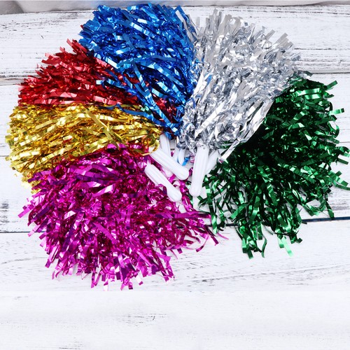 12pcs Straight Handle Cheering Poms Spirited Fun Cheerleading Kit Cheer Props - Picture 10 of 11