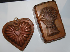 Zestaw pf 2 Vintage miedziana pszenica i serce - formy kuchenne patyna