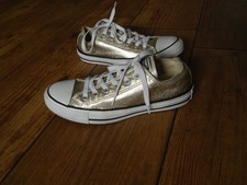 CONVERSE ALL STAR METALLIC GOLD LOW SHOES TRAINERS 153181C ,UK 5, EU 37.5