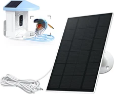 Solar Panel Charger for Bird Feeder Camera, Type-C Plug, 9.8Ft Long Cable, Water
