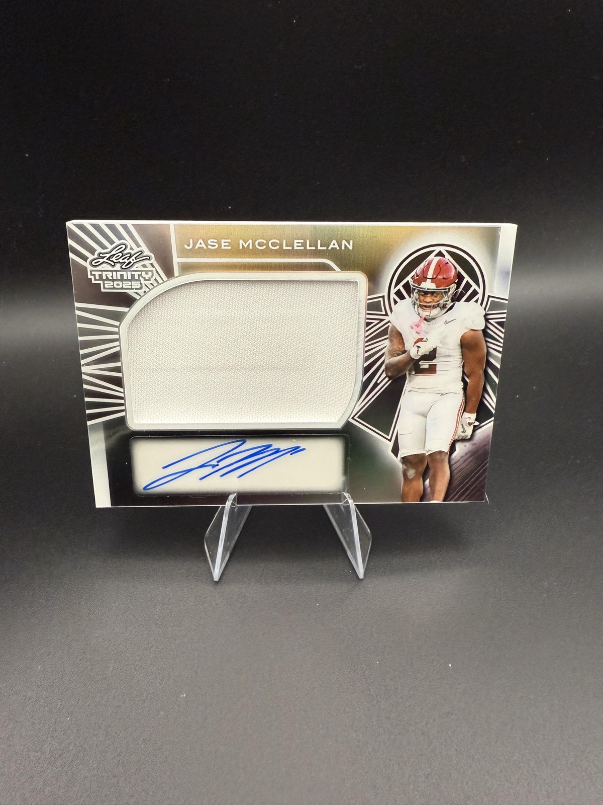 Jase McClellan /35 Auto 2025 Leaf Trininity RPA Prismatic Silver Alabama Falcons