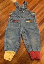 Vintage Retro McKids McDonald's Blue Red Yellow Denim Overalls 1994 2T