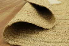 Beige Hand Braided Round Jute Animal Print Natural Handmade Braided Rustic Look