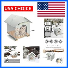 Elevated in Winter, Waterproof Insulated Feral Cat Shelter for Outside Cats...