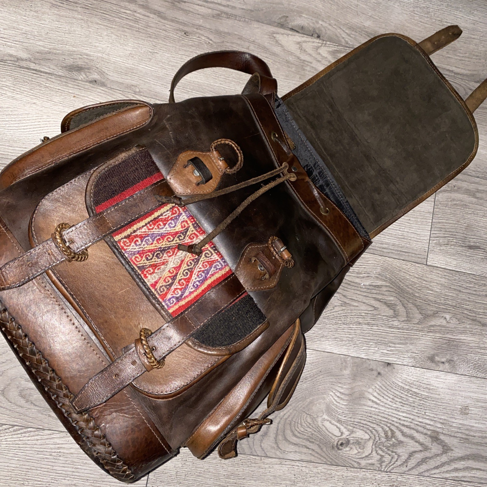 Moroccan Brown Leather Large Backpack - image 12