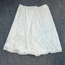Vintage Vanity Fair Nylon Half Slip Skirt White Lace Hem Size 36  38 USA Made
