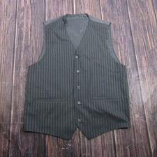 Pinstripe Dress Vest Mens L Black Formal Wedding Suit Waistcoat
