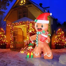 8FT Christmas Inflatables Decorations Gingerbread Man for Outdoor Indoor Lawn