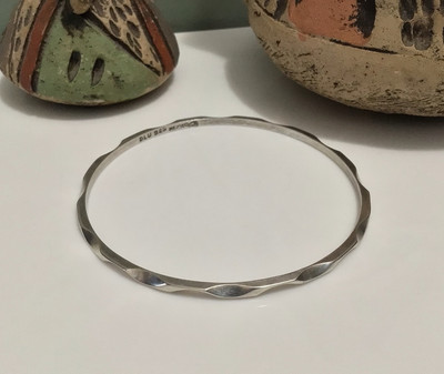 Vintage DLU MEX 925 Sterlingsilber blockierter Randschliff Armreif Armband 8 Zoll EUC 8 g schön