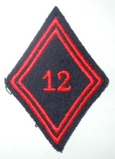 INSIGNE TISSU LOSANGE DE BRAS MOD.45 DU 12° RÉGIMENT DE CUIRASSIERS