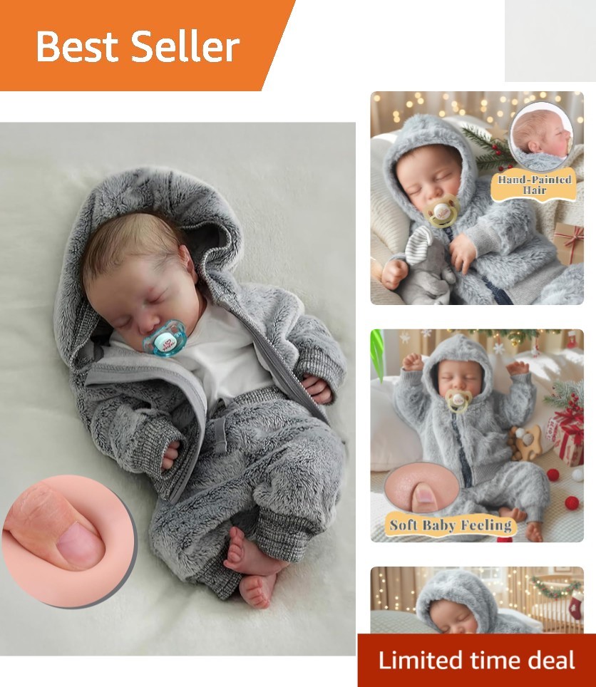 Realistic 17-Inch Baby Boy Doll with Gift Box - Enhance Child Development Safely