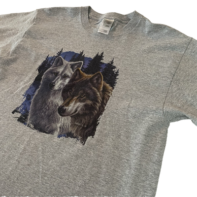 #ad Wolf Art Tshirt Adult Large Unisex Patriotic Wolves Full Moon Nature $12.99