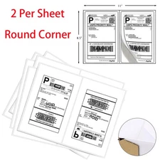 50-1000 Premium 8.5"x5.5" Shipping Labels Round Corner Half Sheet Self Adhesive