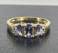 9ct Yellow Gold 1.25ct Tanzanite & 0.05ct Diamond Ring, UK Size N 1/2, 2.4g