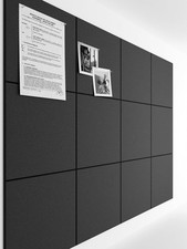 Bumusty Large Cork Board 47"x35" Alternative - 12 Solid Tile 12-Pack, Black