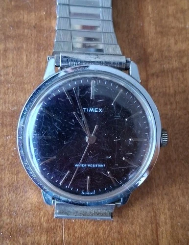 Vintage Timex Marlin Watch Stainless Brown Dial