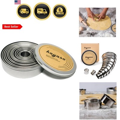 Round Cutters in Graduated Sizes, 304 Stainless Steel, 12 Pc Set Plain Edge