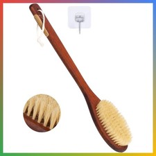 Long Handle Bath Brush Stiff Sisal Bristles Back Scrubber Body Exfoliator Shower