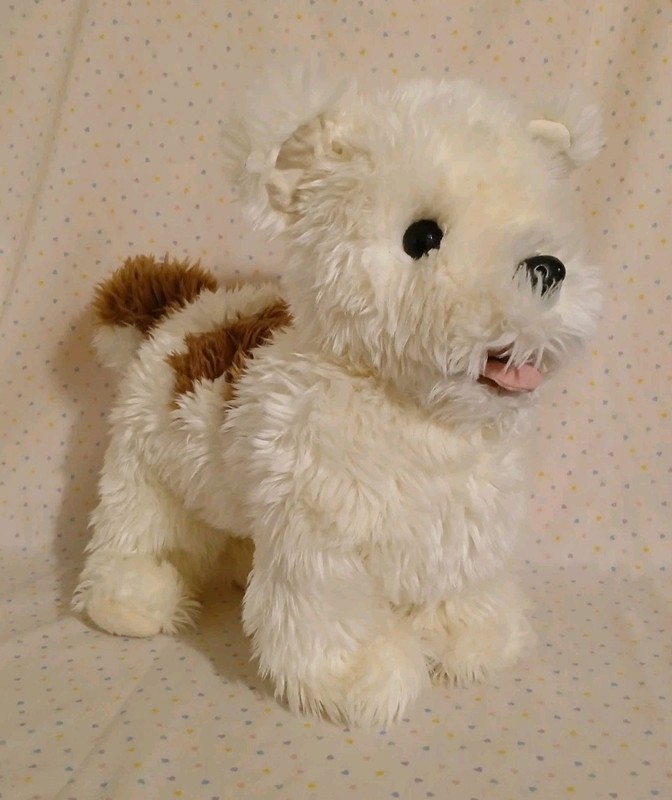 Anna Club Terrier Puppy Dog White Brown Stuffed Animal Plush Toy 14" READ
