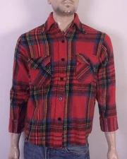 vintage 60s 70s Montgomery Ward Wool Blend CPO Jacket Flannel Shirt Jac Anchor S