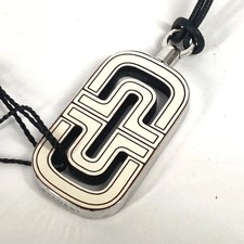 BVLGARI Bulgari Parentesi Logo Accessorio Collana Pelle Uomo Donna Bianco