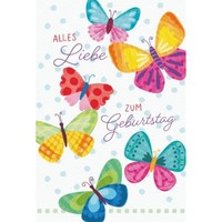 Geburtstag GlüCkwunschkarte Mit Umschlag Bunte Schmetterlinge, Alles Liebe Zum G