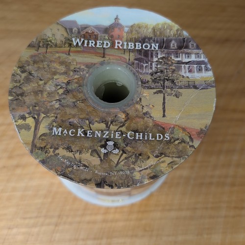MacKenzie Childs Royal Check 4" x 10 yards Wired Edge Ribbon Lime Backing - Picture 3 of 6