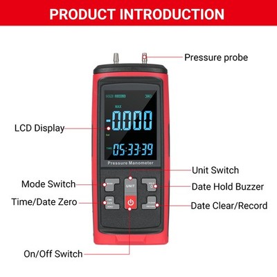 GT5101 Digital Manometer Dual-Port Manometer Gas Pressure Tester TTYU SAQZ