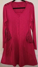 Womens M Red Chevron HORNY TOAD ORGANIC COTTON Casual Cozy Dress w/ Pockets