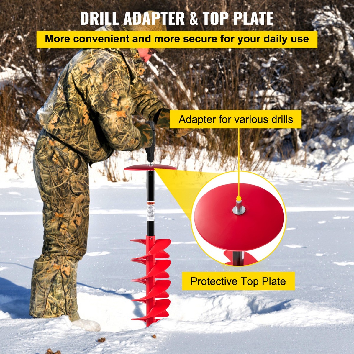 Ice Drill Auger Nylon Ice Auger Bit 6''x39'' Drill AdapterIce