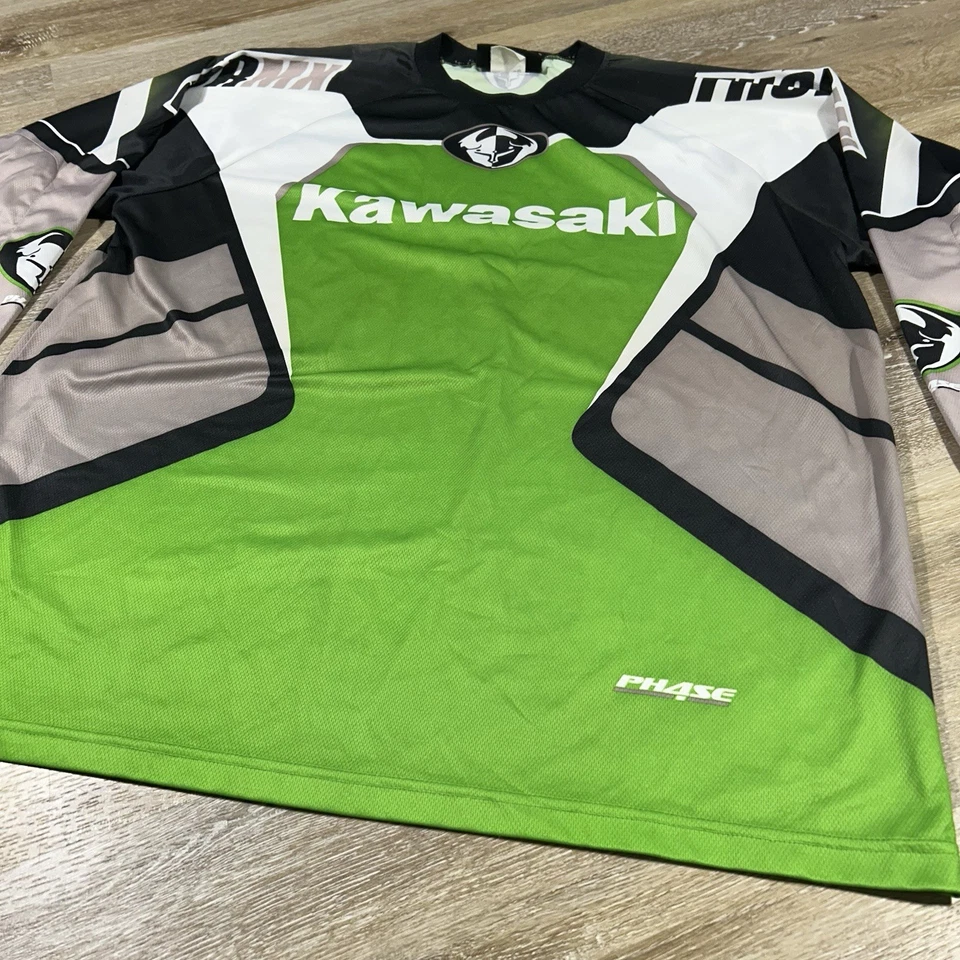 Camiseta deportiva Kawasaki Thor Phase de colección motocross para hombre XL verde negra ropa de carreras Foto 2 de 4