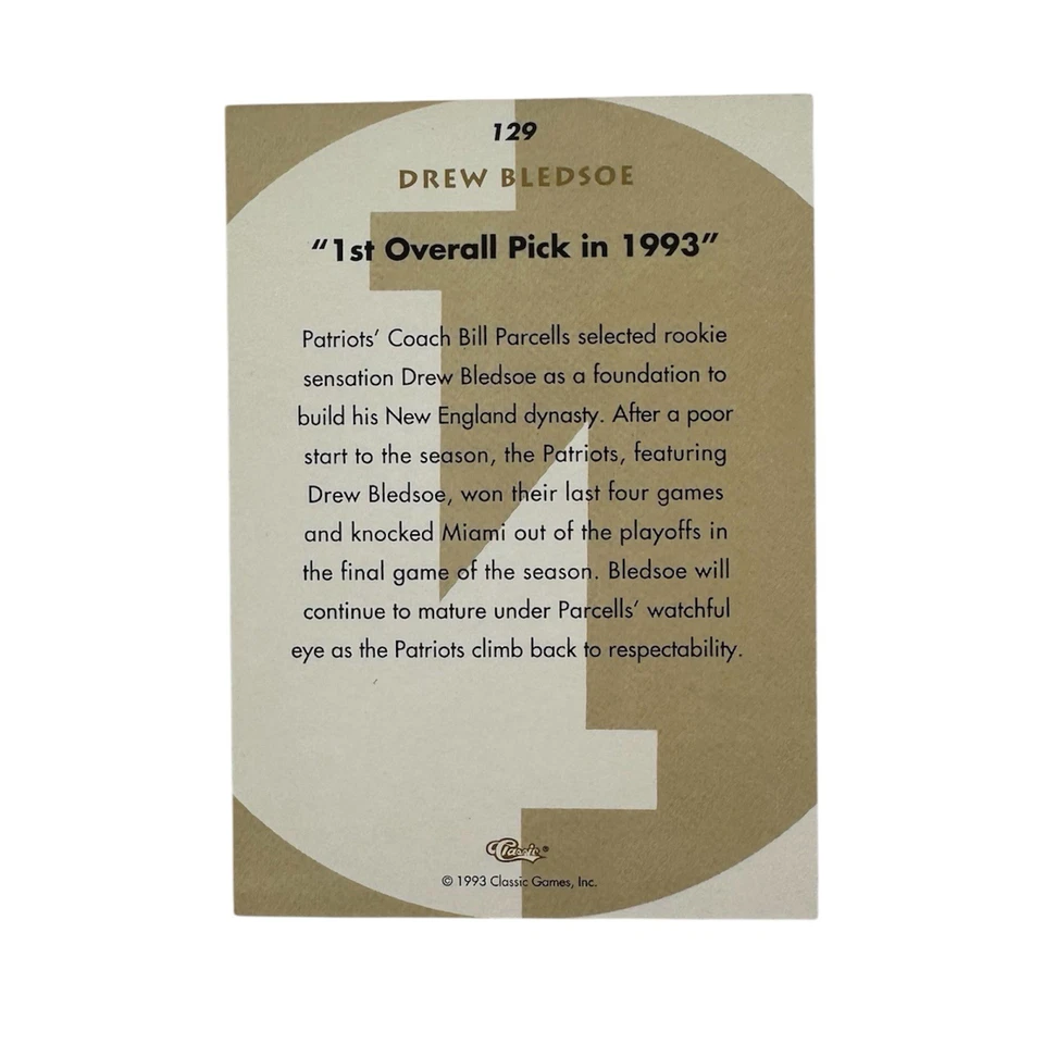 1993 Classic Images Football Drew Bledsoe RC #129 - Image 2 of 2