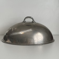 Antique Silver Plate Food Dome Meat Cover Cloche 16” Oval Heavy Hotel W/repair