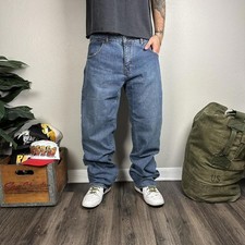 Y2K baggy etnies blue denim wide legged skater jeans 36x32