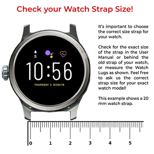 20 MM & 22 MM Replacement Faux Leather + Silicone lining Smart Watch Strap Band - Picture 10 of 52