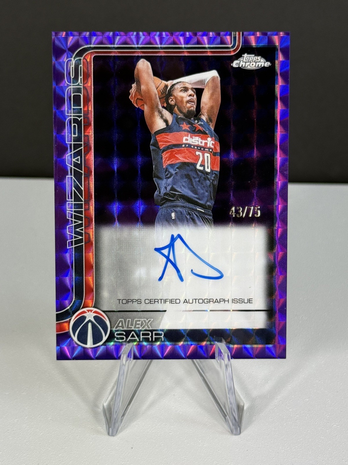 2025-26 Topps Chrome Update Alex Sarr Purple Geometric Auto /75 TCA-AS Wizards