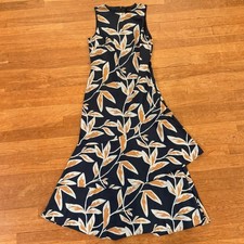 Banana Republic blue teal white tiered sleeveless shift maxi dress sz small b54