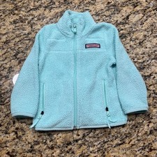 Vineyard Vines Boy 2T Aqua Blue Sherpa Fleece Full Zip Jacket Whale Logo